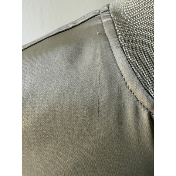 B.young Satin Bomber Jacket Womens 36 Olive Green Full Zip Pockets Lightweight - Picture 6 of 13